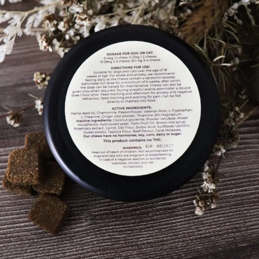 Calm K9 & Kitty Trial Tin back view